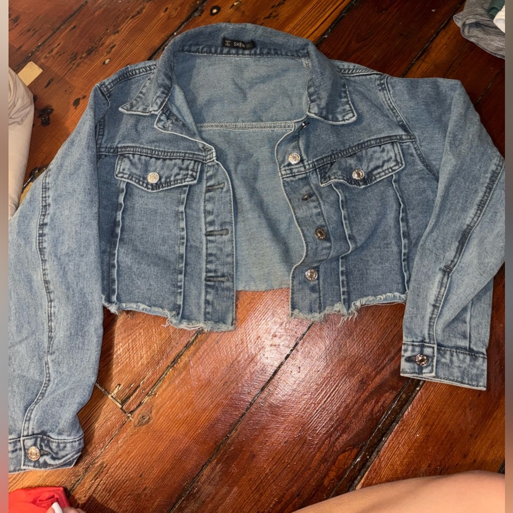 Shein Blue Denim Jacket Cropped